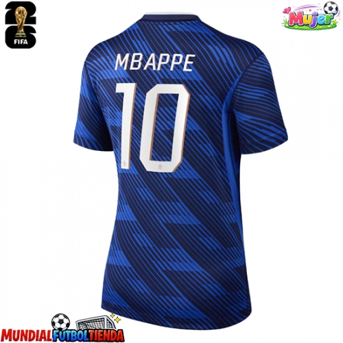 Camiseta Francia Kylian Mbappe #10 Primera Equipación Replica Mundial 2026 para mujer mangas cortas